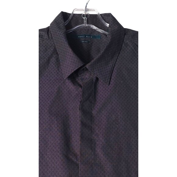 Perry Ellis Mens Non-Iron Black Patterned Dress Shirt XXL - Picture 3 of 6